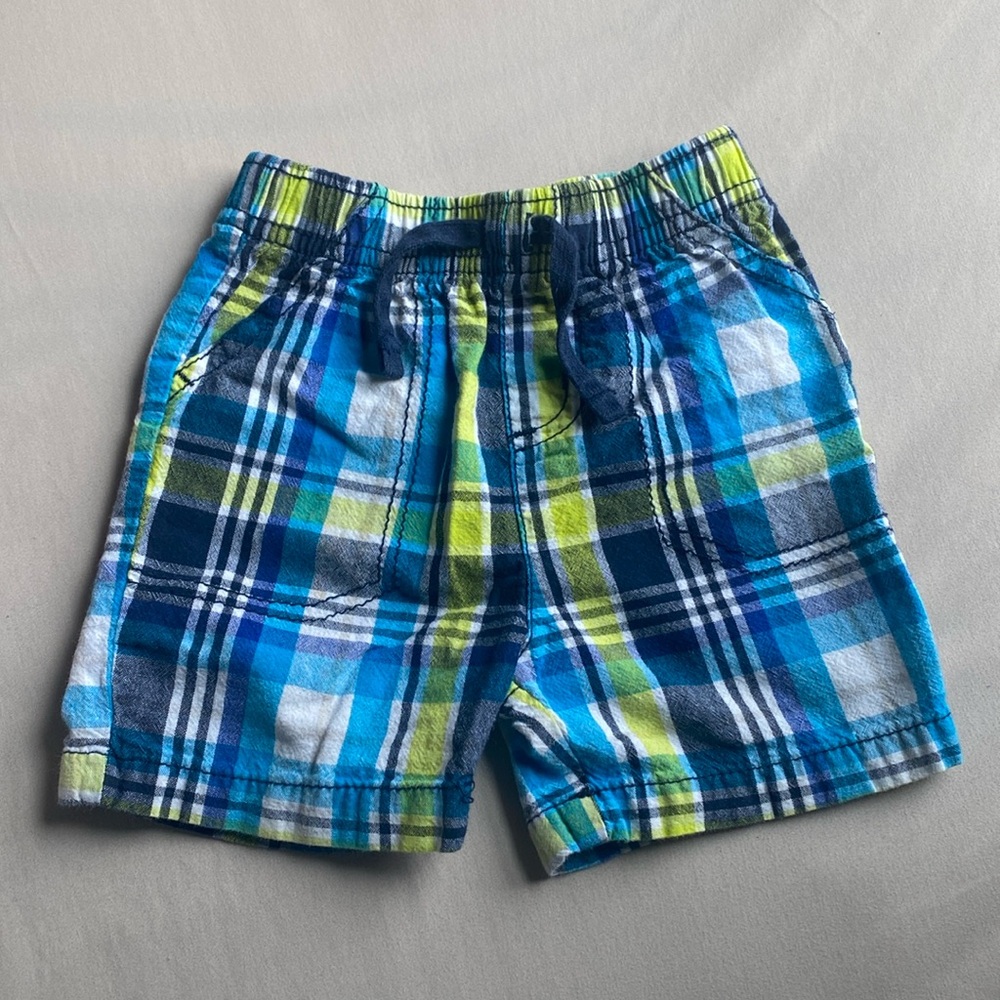 Jumping Beans Green & Blue Plaid Shorts